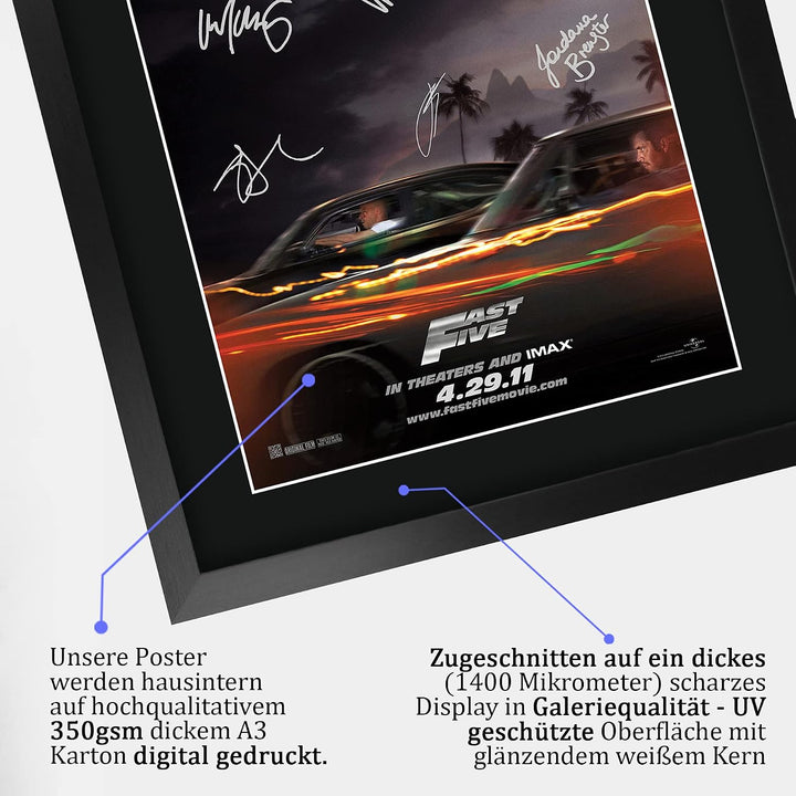 HWC Trading FR A3 Fast Five Vin Diesel, Paul Walker Geschenke, gedrucktes Poster, signiertes Autogra
