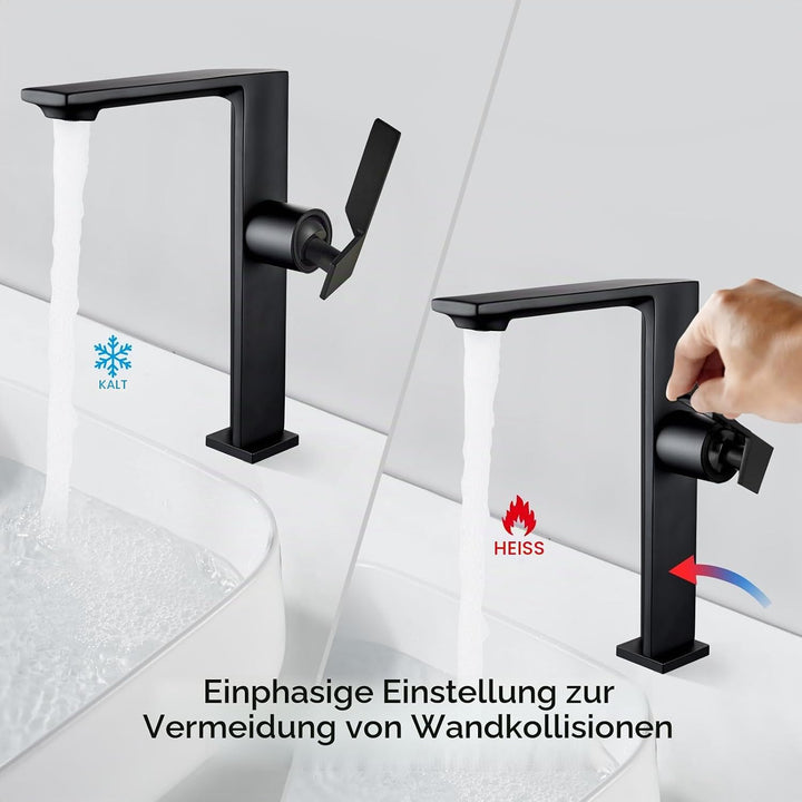 Wasserhahn Bad Schwarz Hoch Waschtischarmatur Armatur Badezimmer Mischbatterie Waschbecken Armaturen