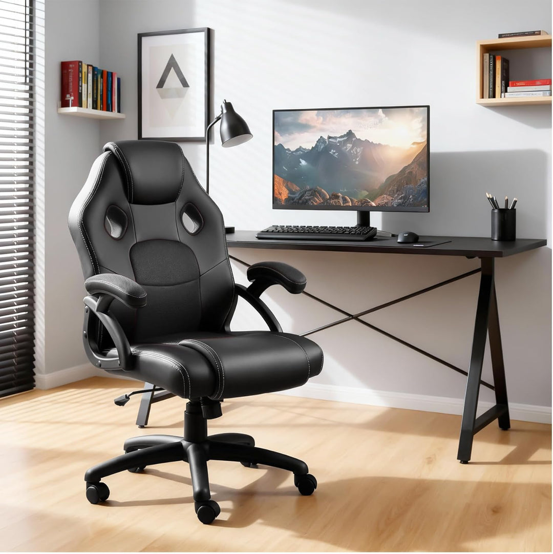 tectake® Racing Bürostuhl, Gaming Stuhl mit Wippfunktion, Chefsessel, Drehstuhl mit Rollen, höhenver