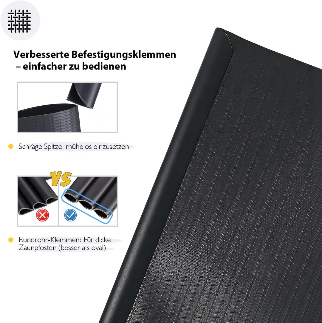 Sekey PVC Sichtschutzstreifen für Doppelstabmatten 35m x 19cm - 26 Befestigungsclips, Doppelstabmatt