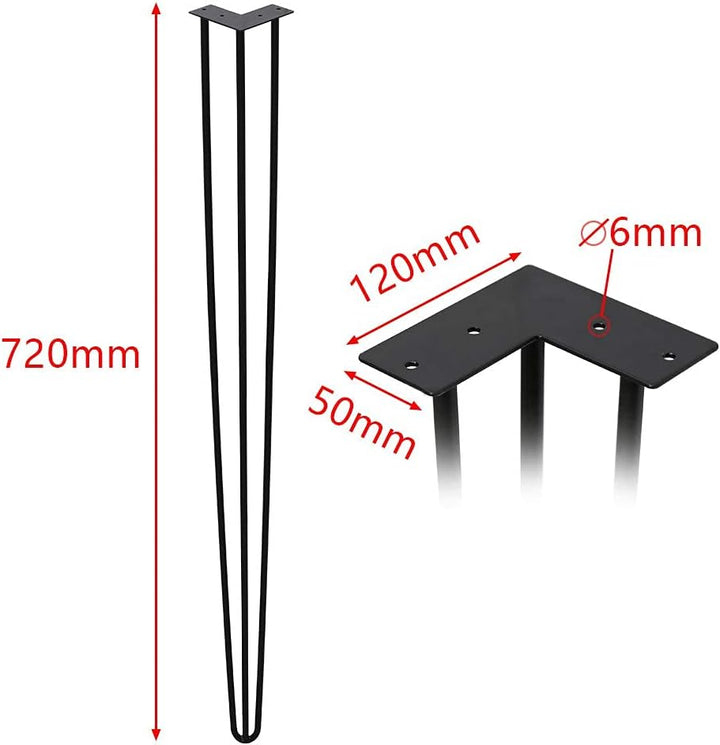 Einfeben 4X Haarnadel Tischbeine, Hochleistung Robuste Möbelfüsse Tischgestell Hairpin Legs, Länge 7