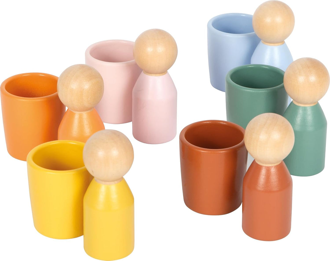 small Foot Montessori Sortierbecher mit Figuren, aus FSC® 100%-zertifiziertem Holz, Sortierspiel mit