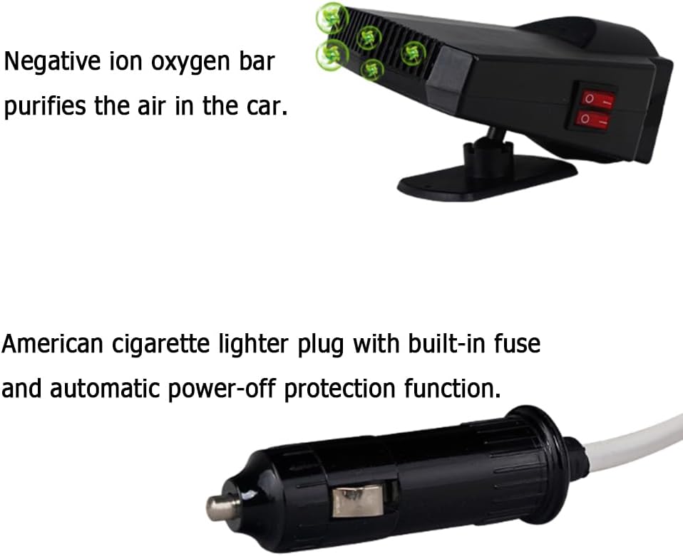 12V 200W Auto Heizlüfter Defroster, Riloer Tragbare Anti-Fog 2-In-1 Heizung/Kühlung Mini-Autoheizung