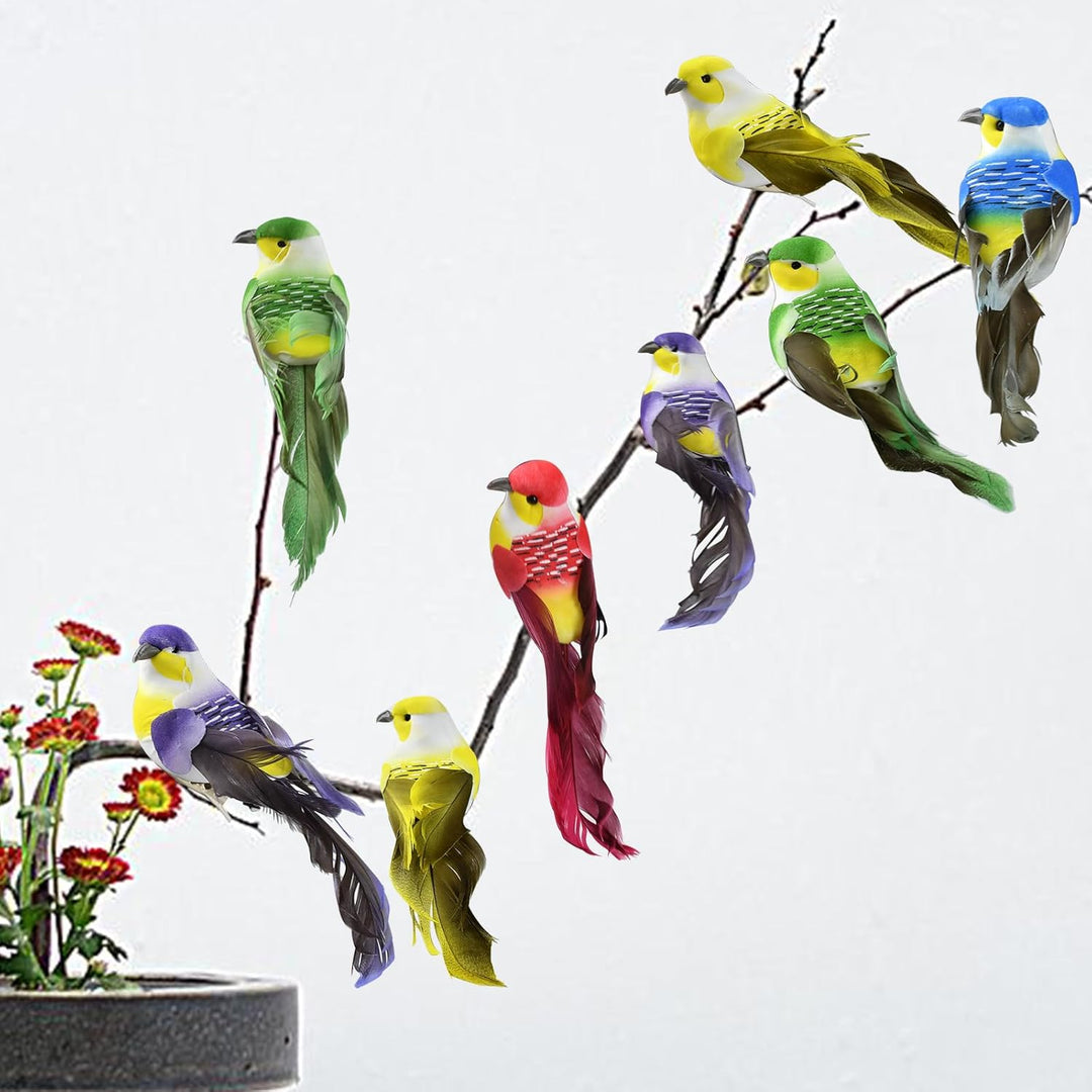 Deko Vogel,Deko Vögel mit Clip,10 Stück Vögel Deko Figuren,Mini Vogel Dekofigur für Garten Frühling