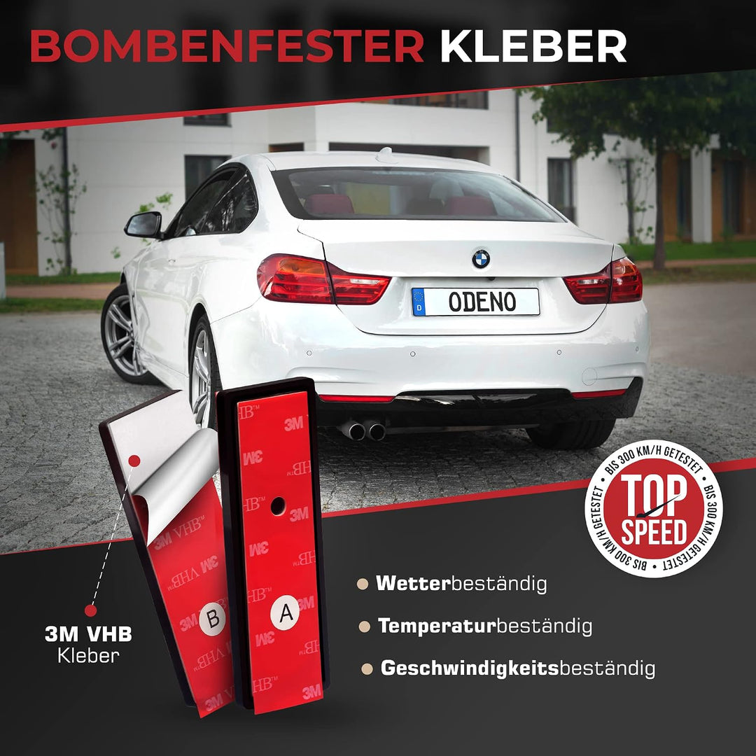 ODENO® Magnet Kennzeichenhalter im Set für 2 Kennzeichen - für jedes Kennzeichen und Auto - rahmenlo