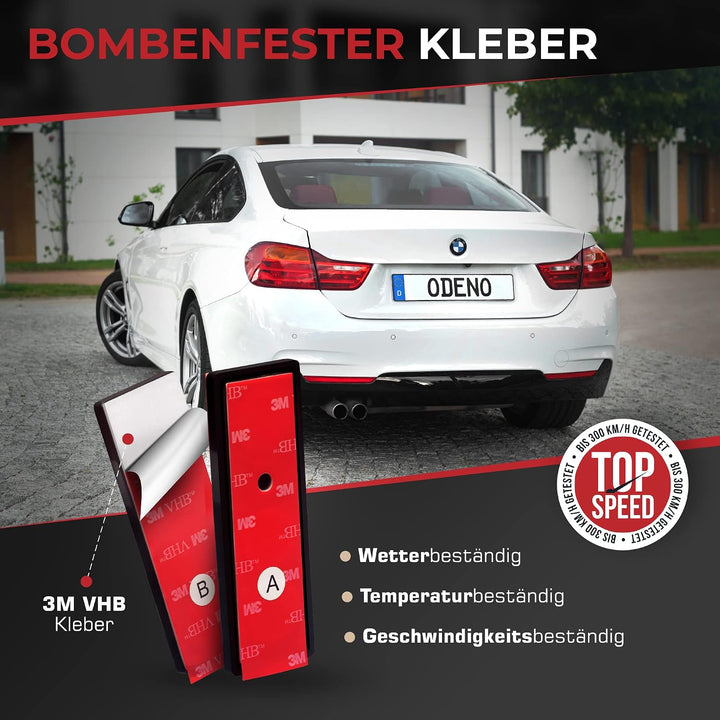 ODENO® Magnet Kennzeichenhalter im Set für 2 Kennzeichen - für jedes Kennzeichen und Auto - rahmenlo