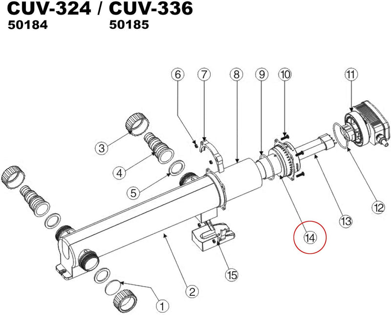 SunSun Ersatzteil Teichklärer CUV-336 Quarzglashülse