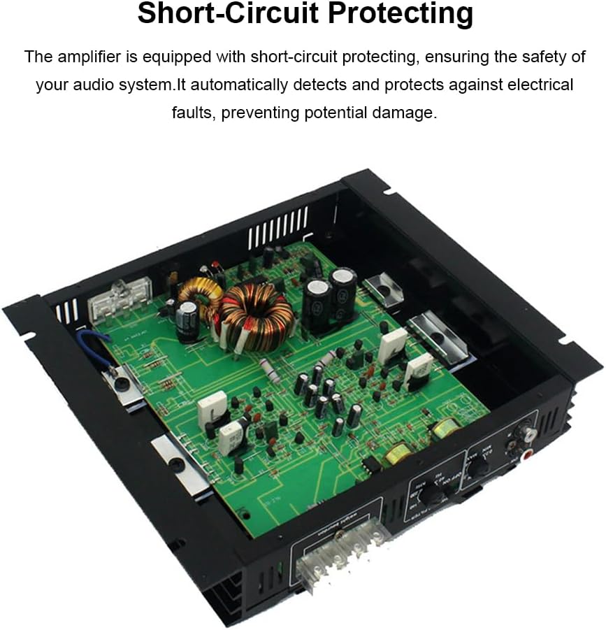 Shkalacar 2 Kanal Car Audio Mini Verstärker, 3800W Stereo Verstärker mit Niederfrequenzsteuerung, Ph