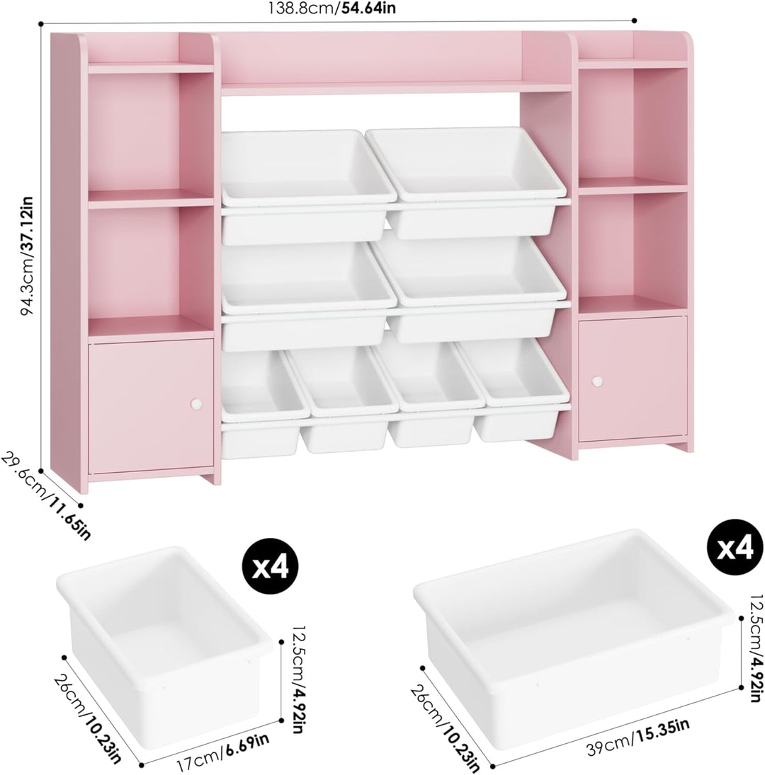 FOREHILL Kinderregal mit 8 Boxen Kinderschrank Holz Bücherregal für Kinder Aufbewahrungsbox Kinderzi