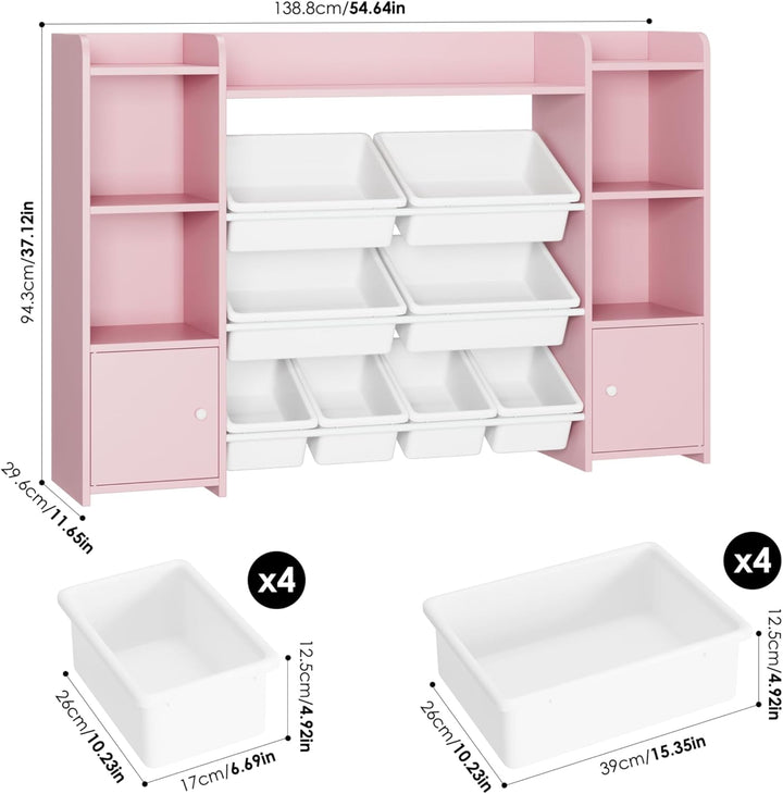 FOREHILL Kinderregal mit 8 Boxen Kinderschrank Holz Bücherregal für Kinder Aufbewahrungsbox Kinderzi