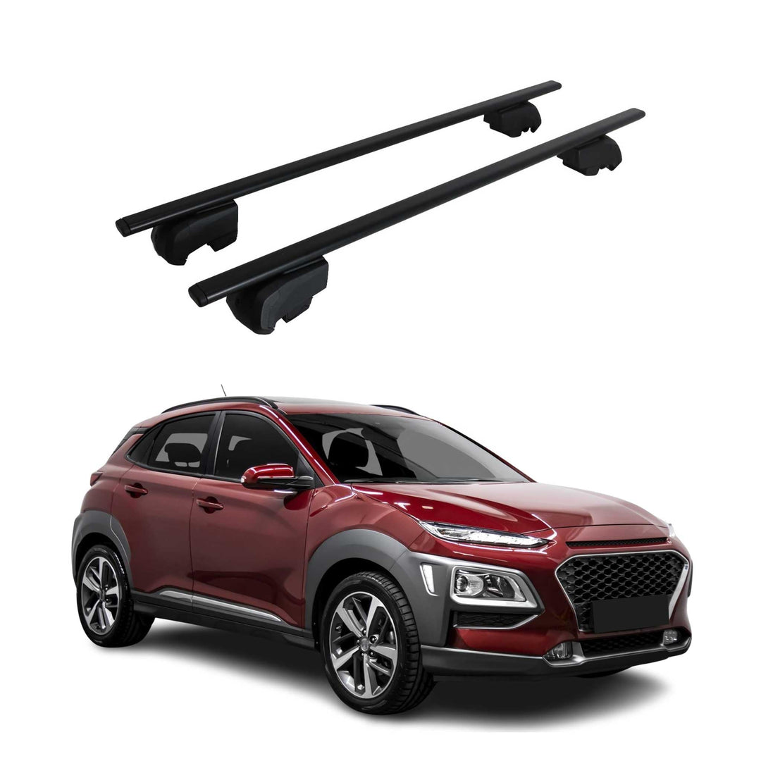 OMAC Dachträger Gepäckträger kompatibel mit Hyundai Kona 2017-2023 Grundträger TÜV ABE Schwarz Kona