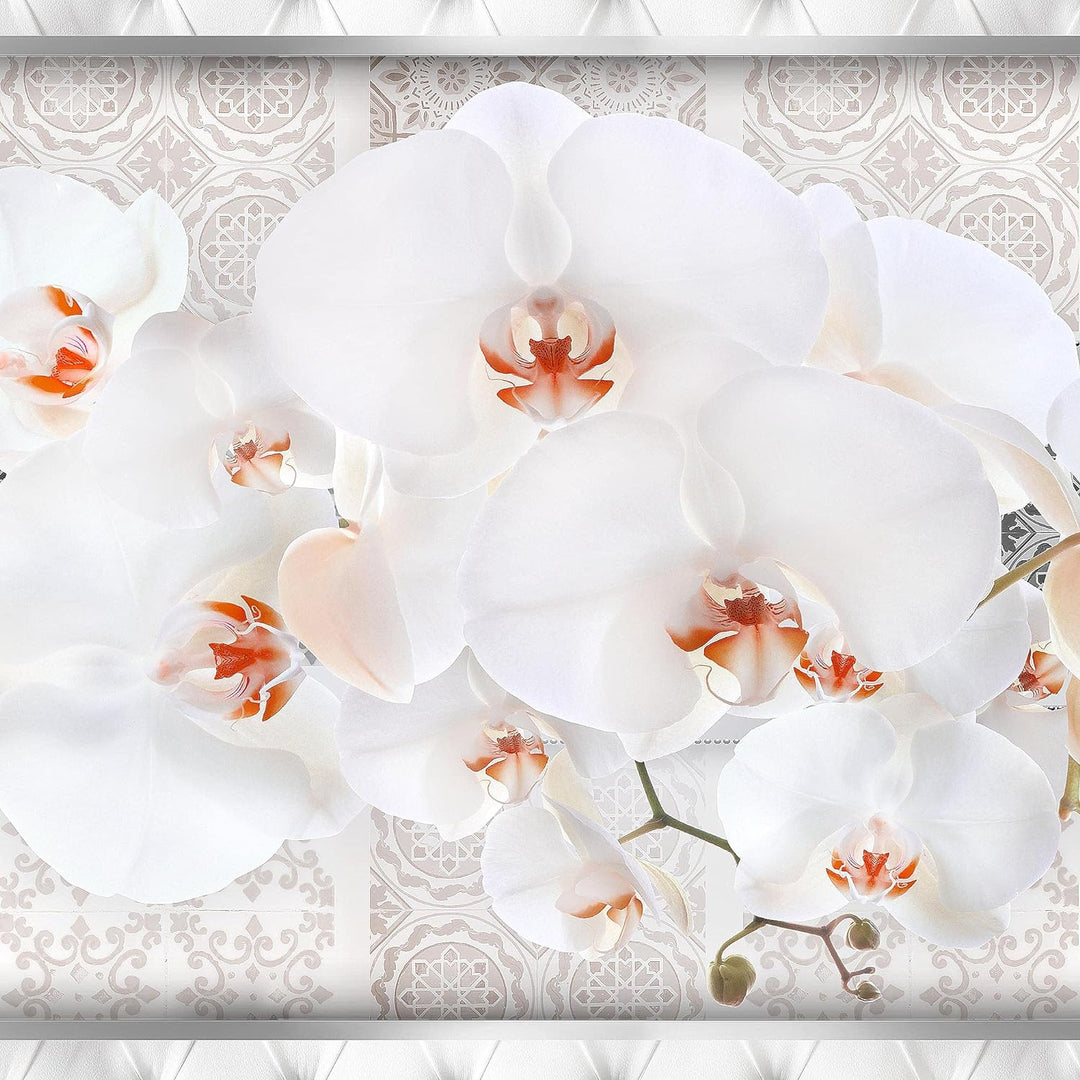 Runa Art Wandbilder Blumen Orchidee 5 Teilig Bild auf Vlies Leinwand Deko Wohnzimmer Abstrakt Beige