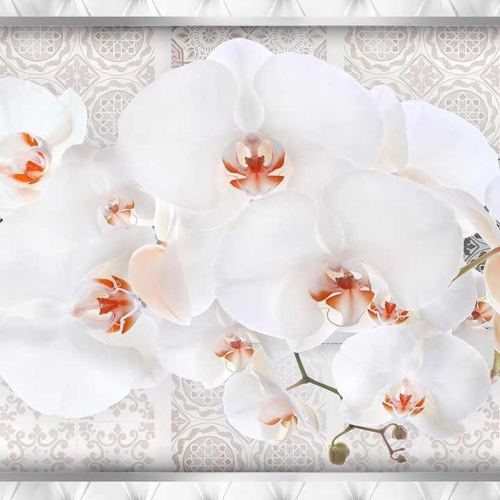 Runa Art Wandbilder Blumen Orchidee 5 Teilig Bild auf Vlies Leinwand Deko Wohnzimmer Abstrakt Beige