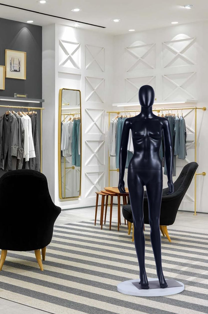 EurotonDisplay FC-7Black schwarz matt abstrakte Schaufensterpuppe mit Metallplatte Egghead ohne Gesi