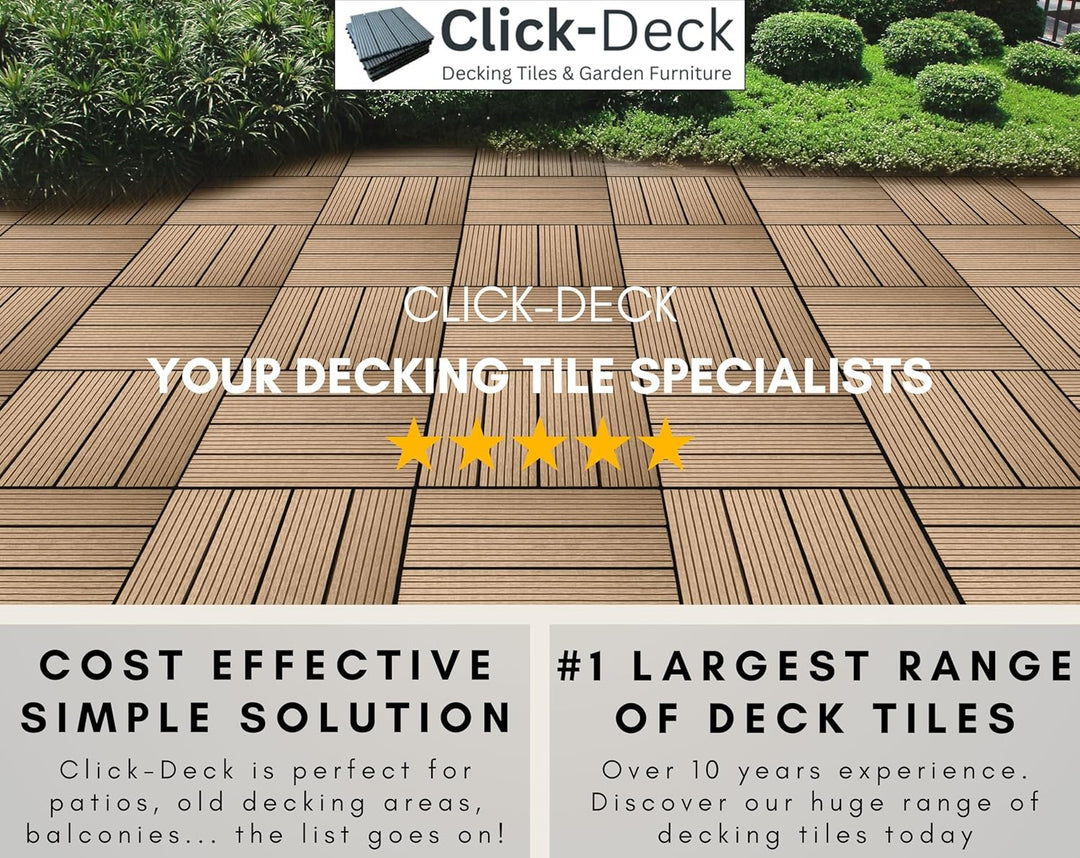 Terrassenfliesen aus Verbundmaterial, Teak-Optik, Klick-System, für Terrasse/Balkon/Dachterrasse/Whi