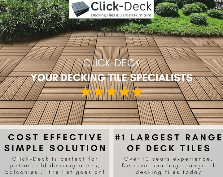 Terrassenfliesen aus Verbundmaterial, Teak-Optik, Klick-System, für Terrasse/Balkon/Dachterrasse/Whi
