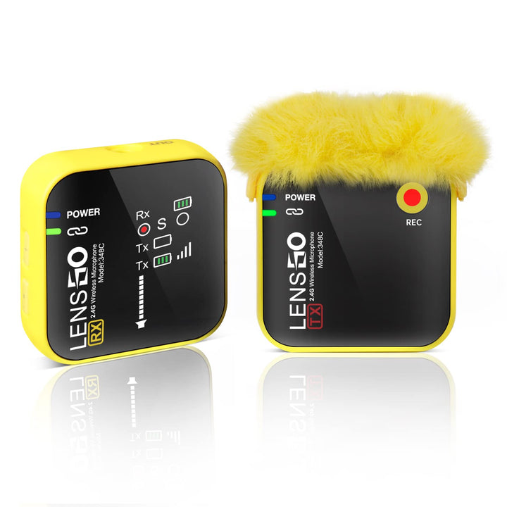 LENSGO 348C 2,4G Drahtloses Lavalier Mikrofon, 32GB TF-Kartensteckplatz kompakte Mikrofon Kabellos M