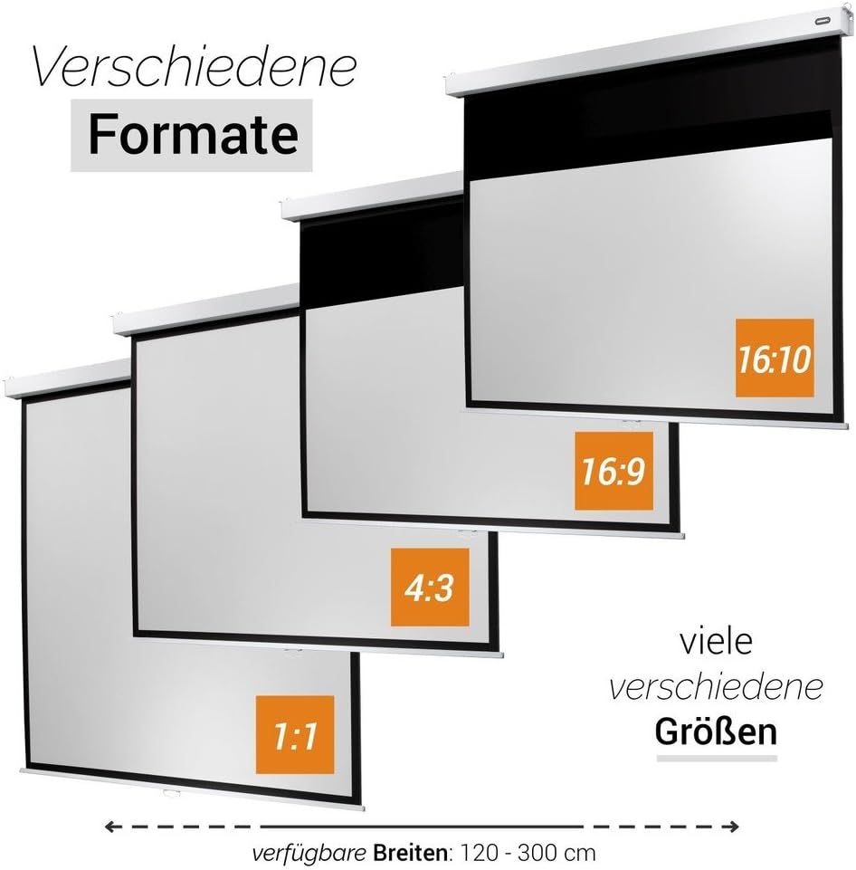 celexon manuell ausziehbare Heimkino- und Business-Rollo-Beamer-Leinwand 4K und Full-HD mit Slow-Ret