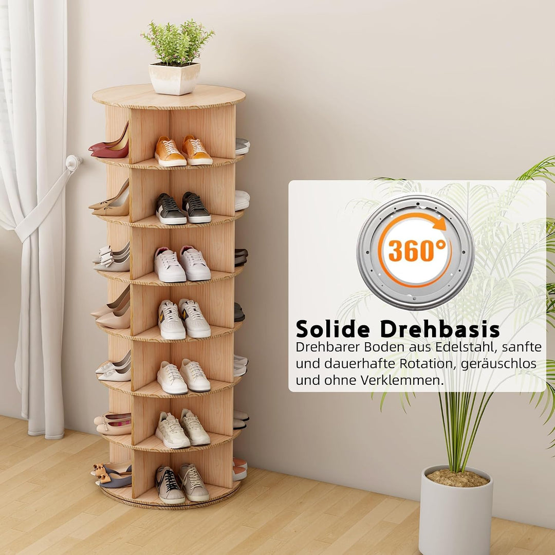 Drehbarer Schuhschrank mit 7 Ebenen, 360° Schuhschrank mit Rundregalen, Karussell für Hüte und Handt