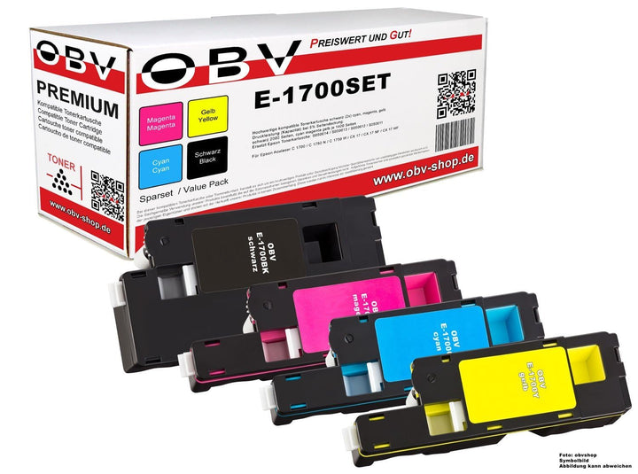 OBV 4 x kompatibler Toner für Epson Aculaser, 1x schwarz, cyan, magenta, gelb 4er Set schwarz, cyan,