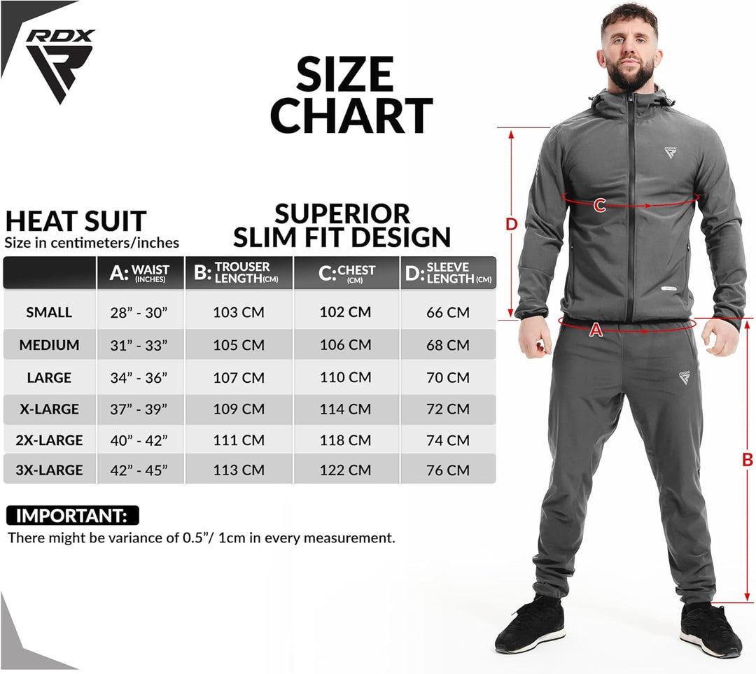 RDX Schwitzanzug Zum Abnehmen, Saunaanzug REACH Konform, Kapuzen Anzug Sauna Suit Sweatanzug Sportan