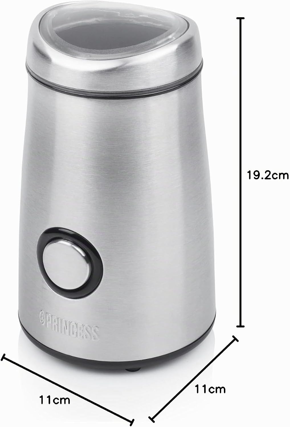 Princess 01.242196.01.001 Kaffeemühle Edelstahl Deluxe 50 g - Edelstahlgehäuse, 150 W, silber