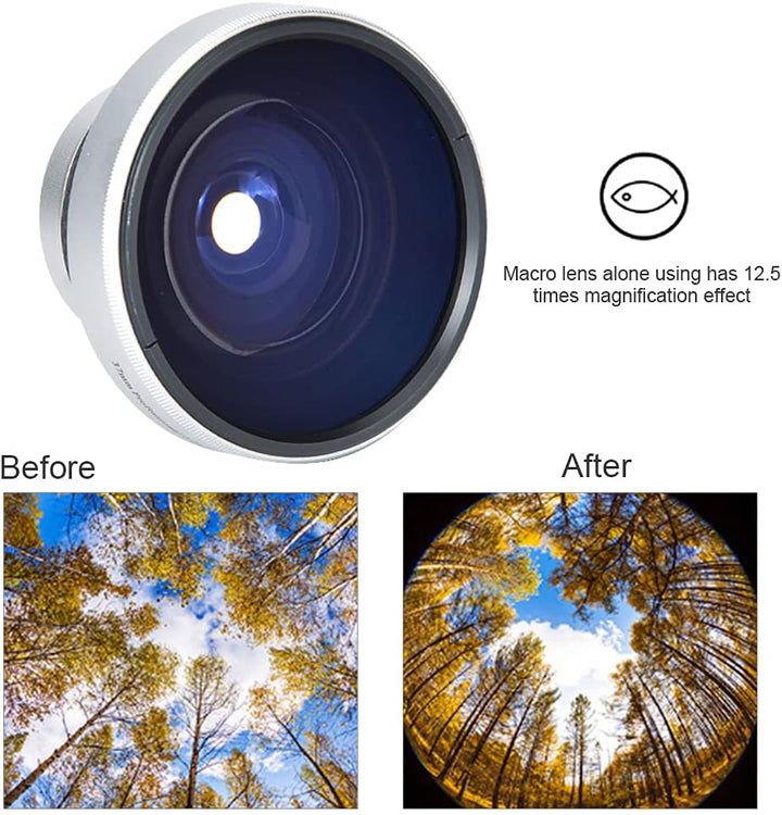 Fisheye Objektiv, Silberne Starke Anwendbarkeit 37 Mm 0,25x Super Fisheye Zusätzliches Objektiv für