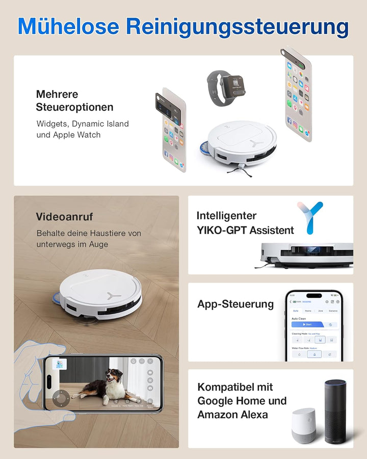 ECOVACS DEEBOT T50 PRO Omni Saugroboter mit Wischfunktion, ausfahrende Seitenbürste und Wischmopp, 1