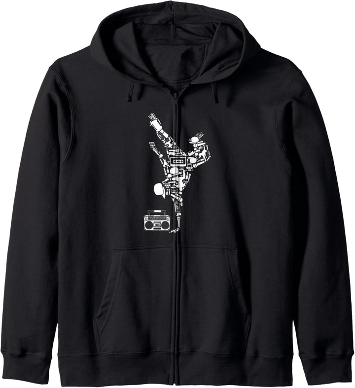 Breakdance Boombox Hip Hop Kultur Urban Collage Kapuzenjacke