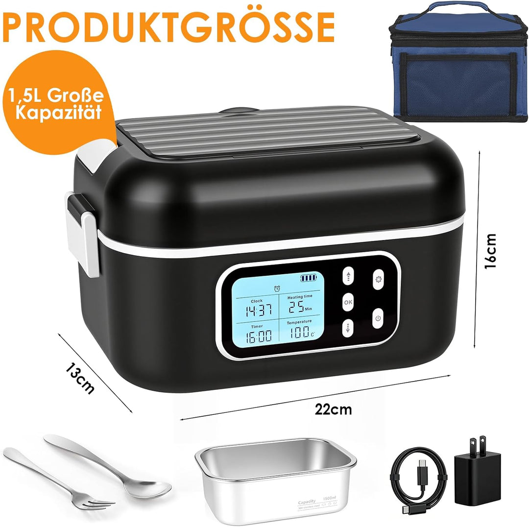 Dreamhigh 1,5 L Elektrische Lunchbox Mit Akku mit 24000 mAh, Lunchbox Elektrisch mit Auslaufsicheres