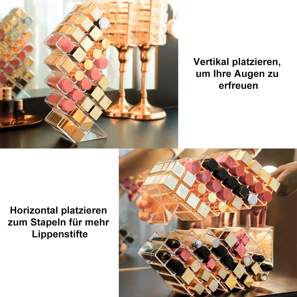 JessLab Lippenstift Organizer, Acryl Lippenstifthalter Lipgloss Tower Clear Kosmetika Makeup Organiz