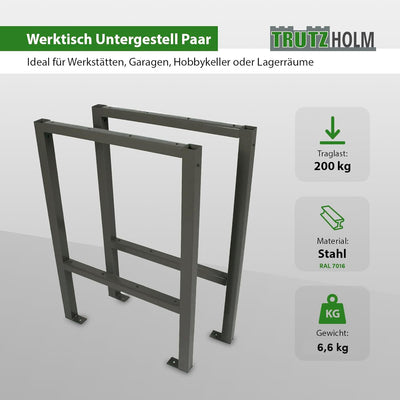 TrutzHolm Werktisch Untergestell Paar Werkbank 200kg (Anthrazit), Anthrazit