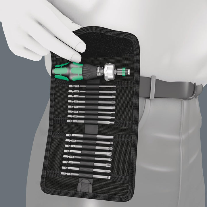 Wera 05051041001 Kraftform Kompakt 60 RA, Handhalter mit Bit-Sortiment, Imperial, 17-teilig, Stück,