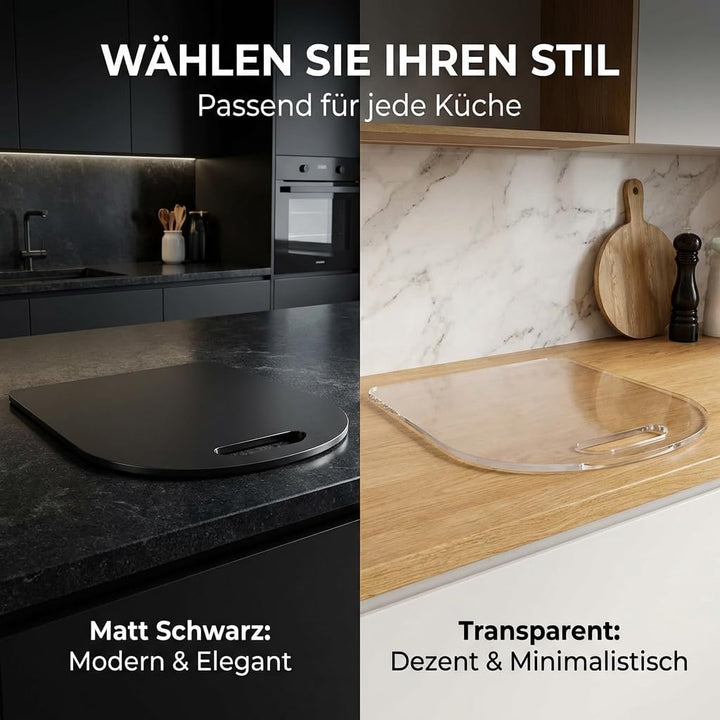 Gleitbrett für Thermomix TM6 TM5 | Schwarzes Premium Acrylglas | Müheloses Verschieben ohne Beschädi