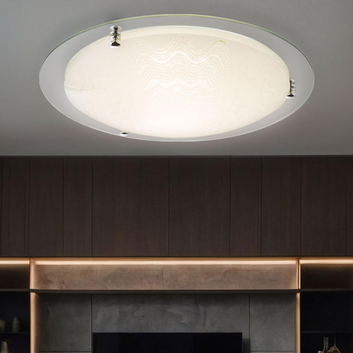 LED Deckenleuchte TRINDADE, rund, Glas mit Struktur, Spiegel