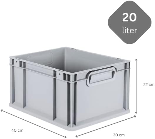 PROREGAL SuperSparSet 5x Eurobox NextGen Grip | HxBxT 22x30x40cm | 20 Liter | Griffe geschlossen | G