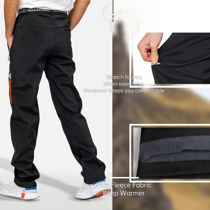 Winter Outdoorhose Herren Winddichte mit Fleece Gefütterte Schnee Ski Softshell Hose Warme Hose zum