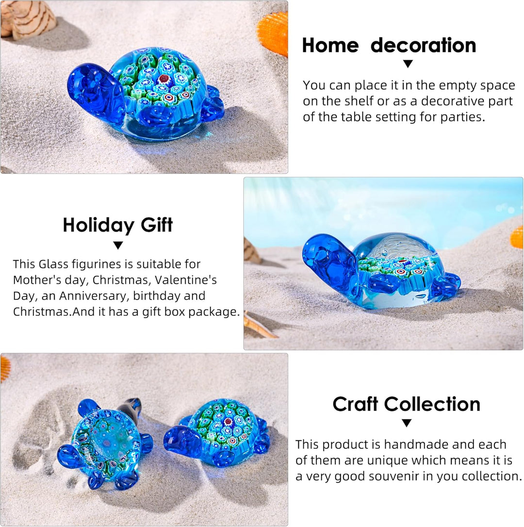 Handgeblasene Glas-Schildkröten-Figuren, Briefbeschwerer als Geburtstagsgeschenk, Glasschildkröten-S