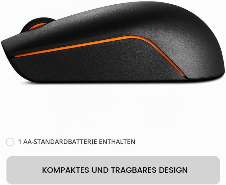 Lenovo [Maus 300 kompakte Funkmaus, Works with Chromebook (WWCB), schwarz, 32 x 56 x 98 (Packung mit