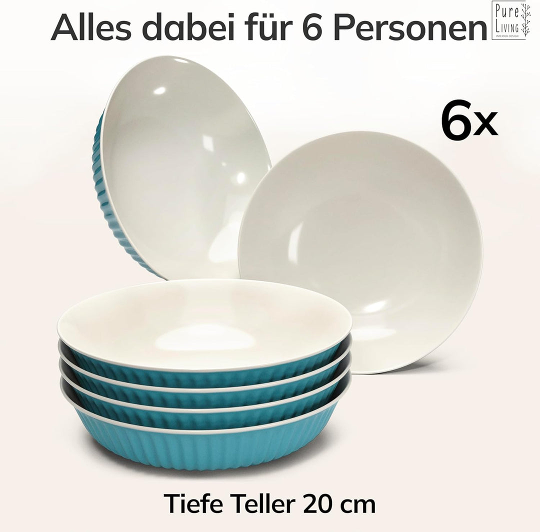 Suppenteller 6er Set Hygge Serie - Premium Steingut, Kratzfest, Für Spülmaschine, Mikrowelle - Styli