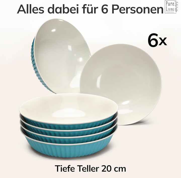 Suppenteller 6er Set Hygge Serie - Premium Steingut, Kratzfest, Für Spülmaschine, Mikrowelle - Styli