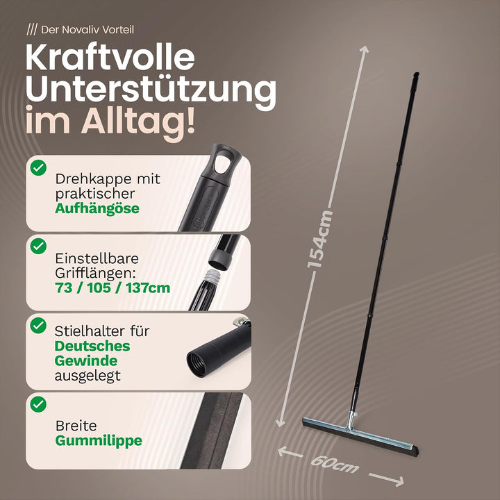 Novaliv 2X Wasserabzieher Boden mit Stiel 60 cm Wasserschieber Dusche Bodenabzieher Gummiabzieher Au