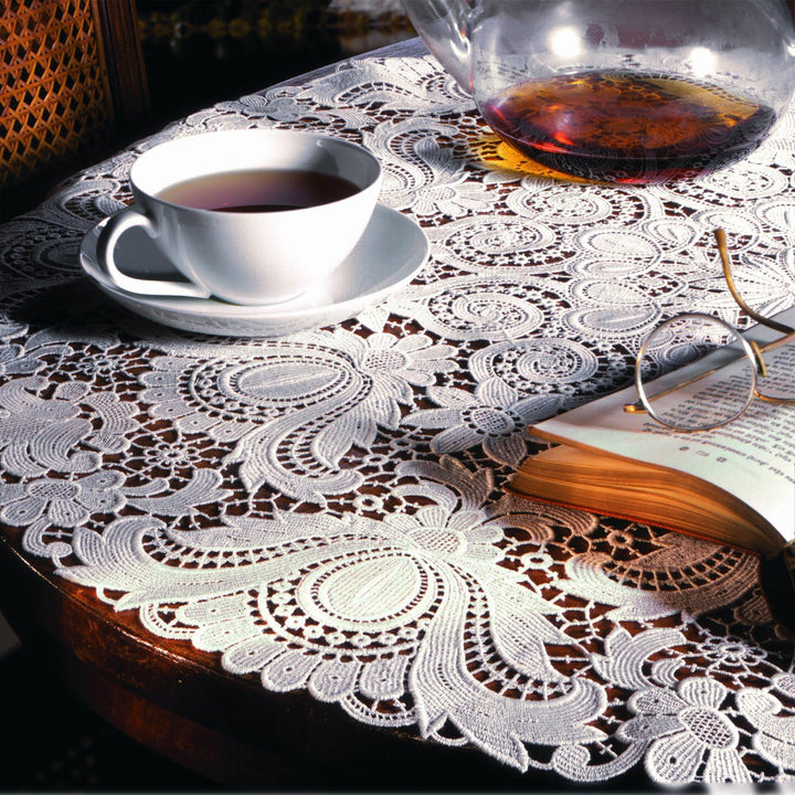 Plauener Spitze by Modespitze 67952 Design Plauen, Gre 30 cm rund, creme, Champagner 30 cm (Rund), 3