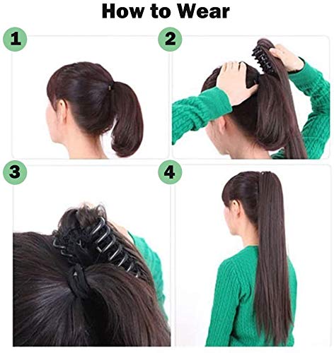 SEGO Ponytail Haarteil Echthaar Zopf Extension mit Klammer Clip in Pferdeschwanz Haarverlängerung 10