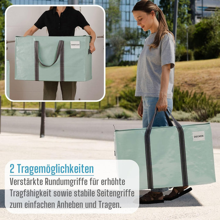 VENO 102 Liter Grosse Aufbewahrungstasche, Aufbewahrungsbox mit Deckel, Starke Griffe Umzugstaschen