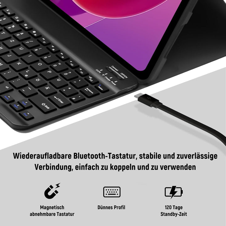Tastatur Hülle für Lenovo Tab M11 11 Zoll 2024 (TB330FU/TB330XU), Schutzhülle mit Magnetisch Abnehmb