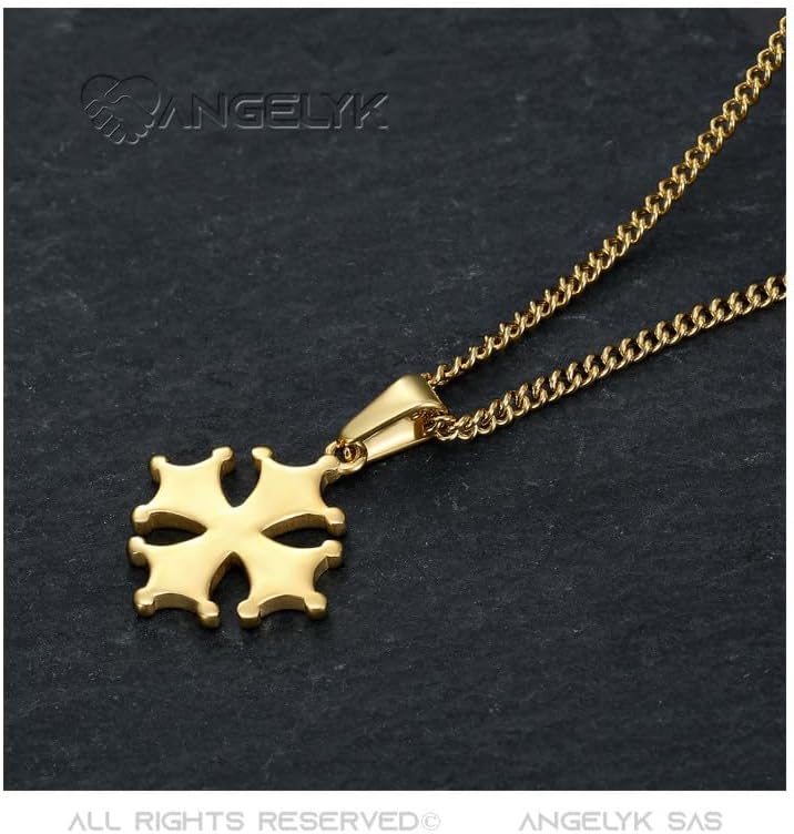BOBIJOO JEWELRY - Pendentif Collier Femme Croix Occitane Cathare Toulouse Languedoc Acier inoxydable