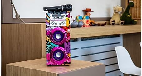 Dynamic Karaoke-Maschine, tragbarer Karaoke-Lautsprecher mit 2 Mikrofonen, Bluetooth-Lautsprecher, U