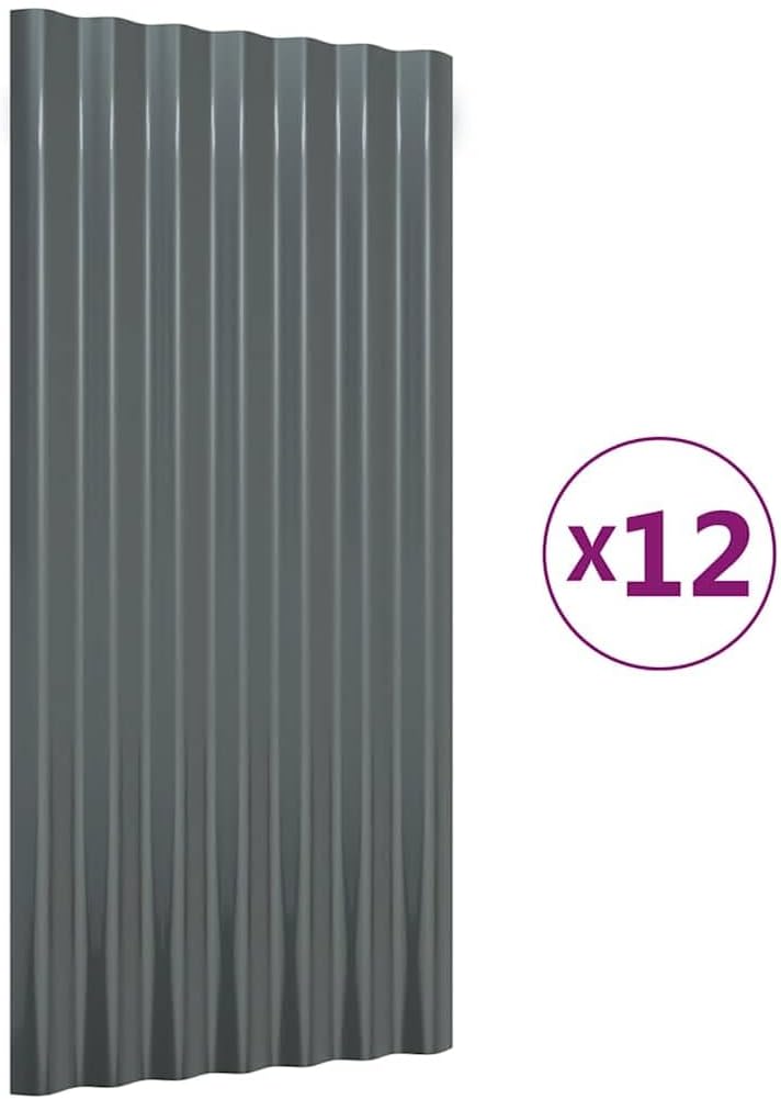 ACAGALA Dachpaneele Wellplatte aus Metall 80 x 36 cm | 12 STK. verzinkte Stahlbleche | Wetterfeste W