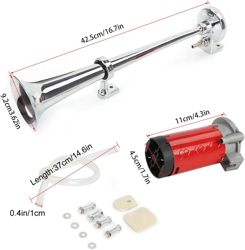 Rupse Hupe Luft Horn Kit, Lufthorn Drucklufthorn auto Horn mit Kompressor 12V für PKW LKW Booten Mot